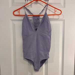 Intimately Free People Lavender Ribbed V-Neck Racerback Bodysuit XS/S Purple